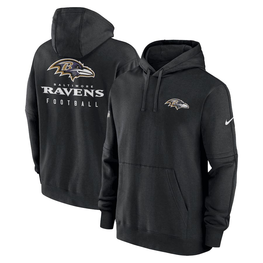Men 2023 NFL Baltimore Ravens black Sweatshirt style 1->milwaukee bucks->NBA Jersey